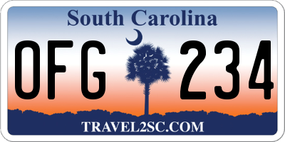 SC license plate OFG234