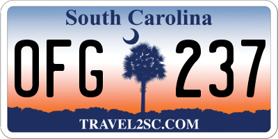 SC license plate OFG237
