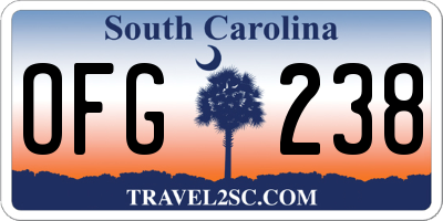 SC license plate OFG238