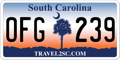 SC license plate OFG239