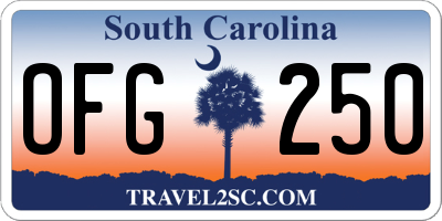 SC license plate OFG250