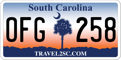 SC license plate OFG258