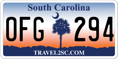 SC license plate OFG294