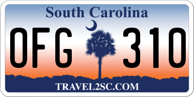 SC license plate OFG310