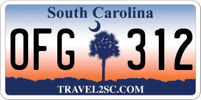 SC license plate OFG312