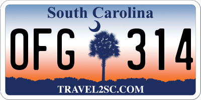 SC license plate OFG314