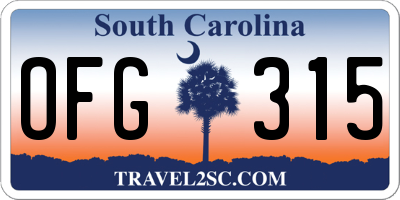 SC license plate OFG315