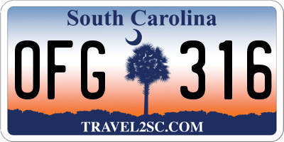 SC license plate OFG316