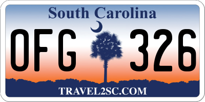 SC license plate OFG326