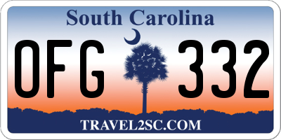 SC license plate OFG332