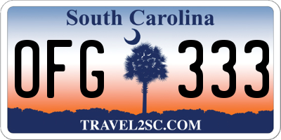 SC license plate OFG333