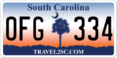 SC license plate OFG334
