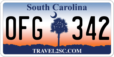 SC license plate OFG342