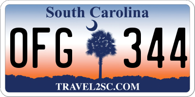 SC license plate OFG344