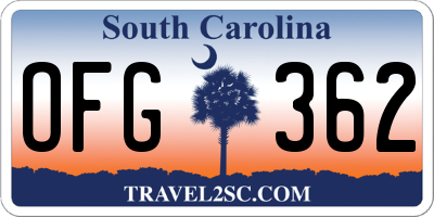 SC license plate OFG362