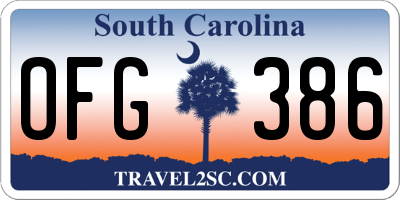 SC license plate OFG386