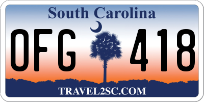 SC license plate OFG418