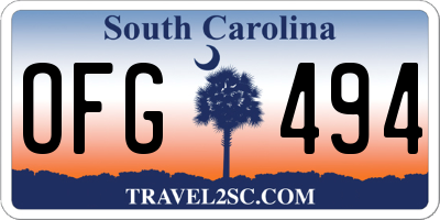 SC license plate OFG494