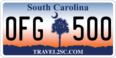 SC license plate OFG500