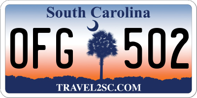 SC license plate OFG502