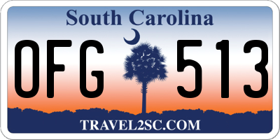 SC license plate OFG513