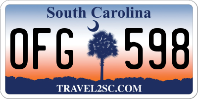 SC license plate OFG598