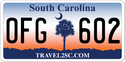 SC license plate OFG602