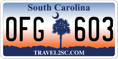 SC license plate OFG603