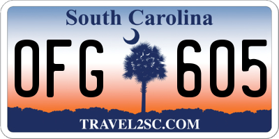 SC license plate OFG605