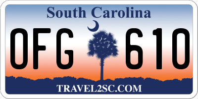 SC license plate OFG610