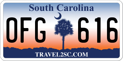 SC license plate OFG616