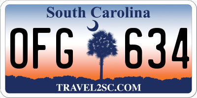 SC license plate OFG634