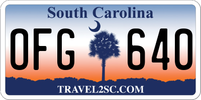 SC license plate OFG640