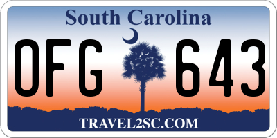 SC license plate OFG643