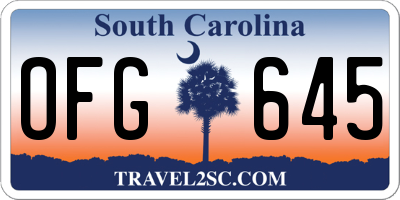 SC license plate OFG645
