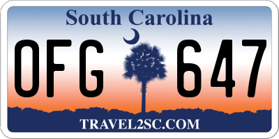 SC license plate OFG647