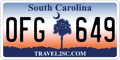 SC license plate OFG649