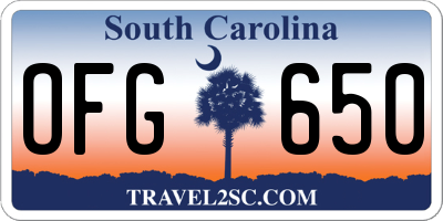 SC license plate OFG650