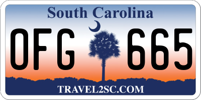 SC license plate OFG665