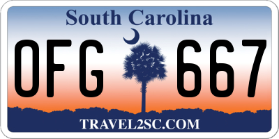 SC license plate OFG667