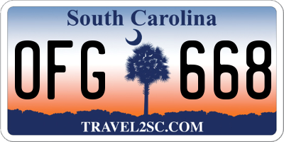 SC license plate OFG668