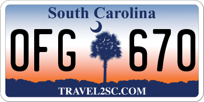 SC license plate OFG670