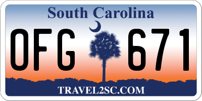 SC license plate OFG671