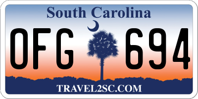 SC license plate OFG694