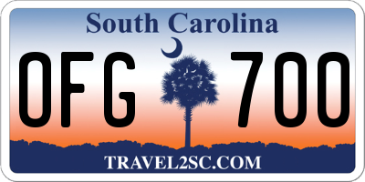 SC license plate OFG700