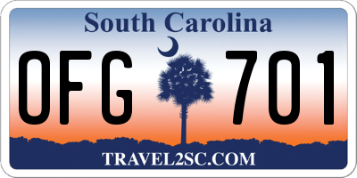 SC license plate OFG701