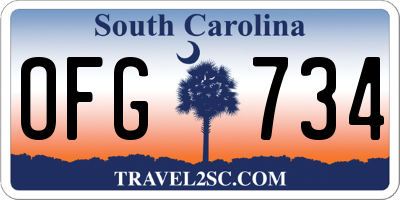SC license plate OFG734
