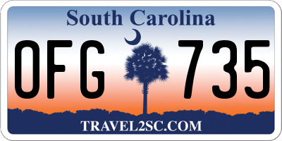 SC license plate OFG735