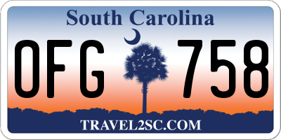 SC license plate OFG758