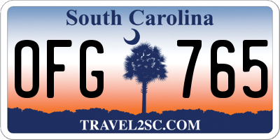 SC license plate OFG765
